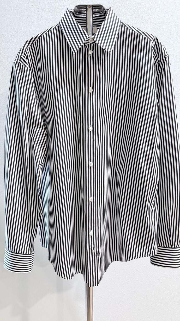 Celine Paris Black and White Striped Cotton Dress Shirt Size 41